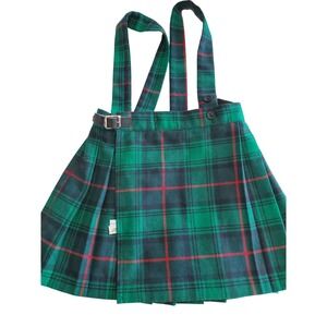 O'neil of Dublin Kids 20 Kilt Green Red Tartan Wool Blend Made in Ireland 3T